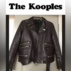 The Kooples Aubergine Lambskin Leather Biker Jacket (Sz L, fits like US M)
